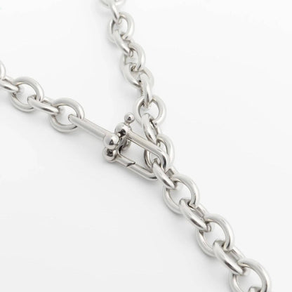 Gold Stainless Steel Y Necklace with Horse shoe Carabiner: Gold