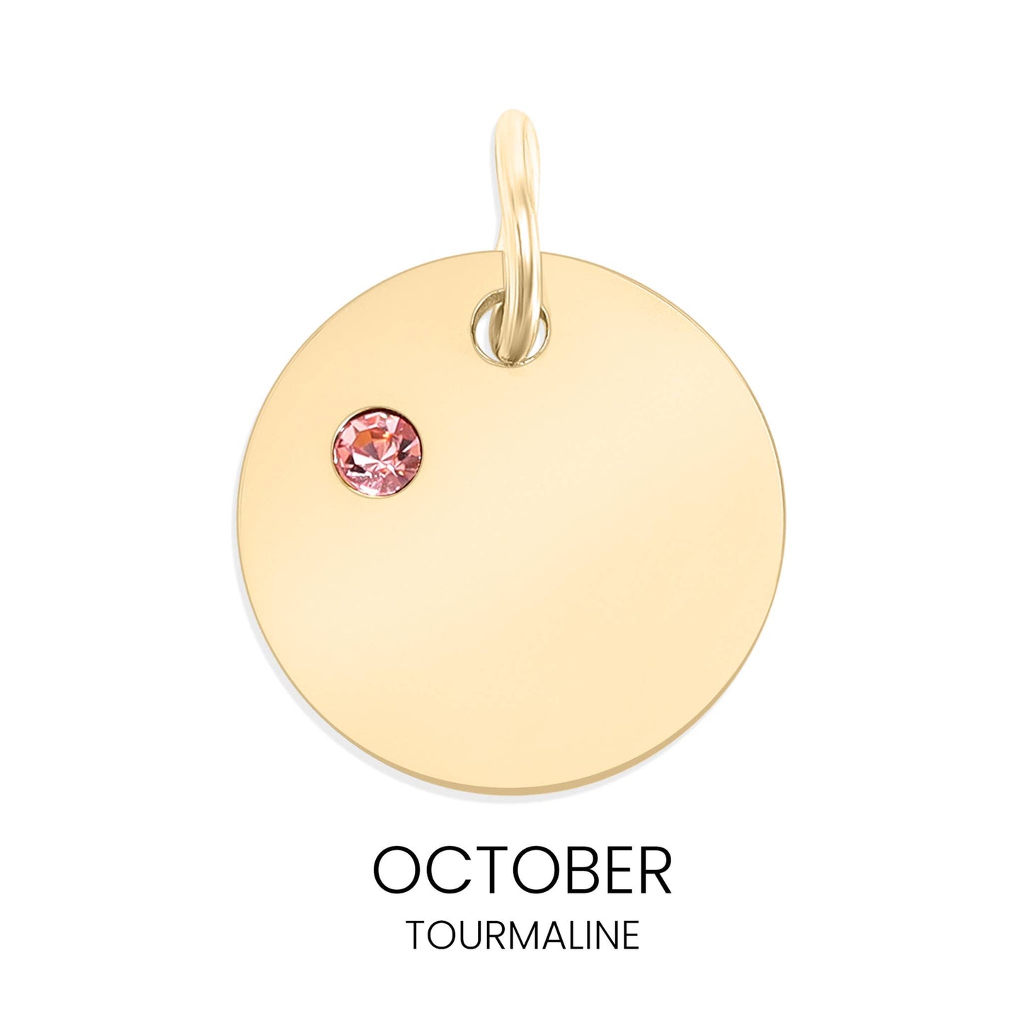 18K Gold PVD Blank Engravable Circle Birthstone Charm: January/Garnet
