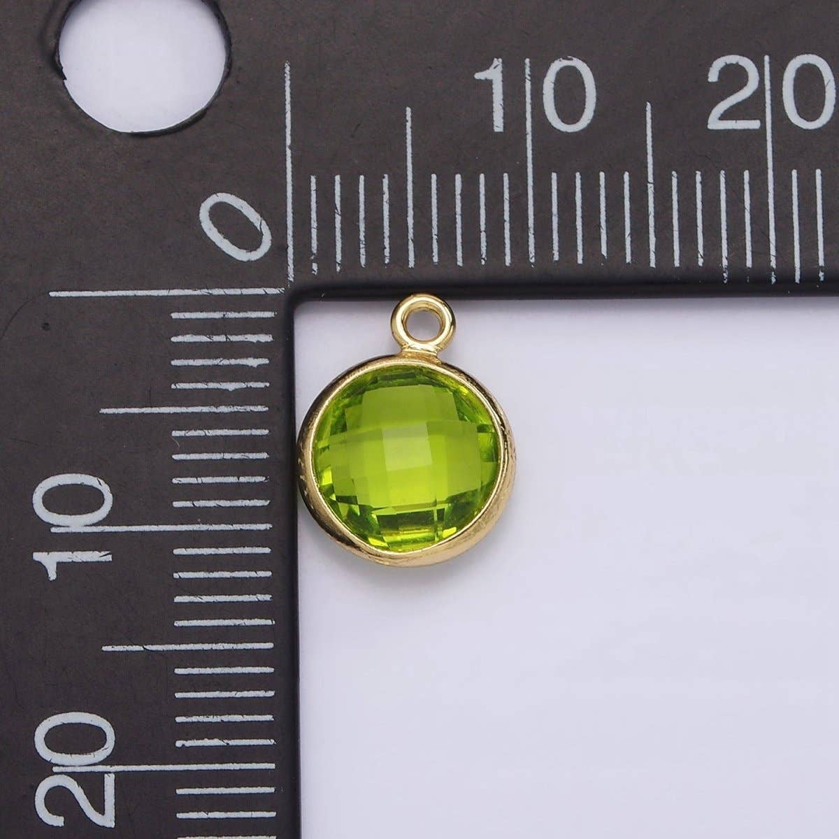 9mm Round BIRTHSTONE Cubic Zirconia Circle Gold Charm Add on Component For Jewelry Making | N-1209 N-1210: Turquoise