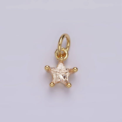 14K Gold Filled Celestial Star CZ Birthstone Personalized Add-On Charm | AG549 - AG560: Dark Blue