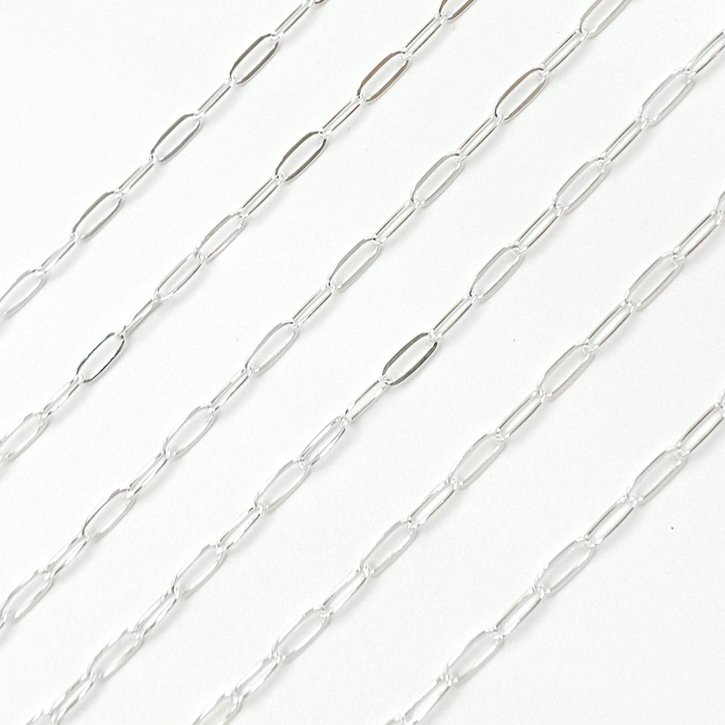 Permanent  Jewelry Sterling Silver Flat Paperclip Chain: 7in. / 4.1mm-5mm / Paperclip