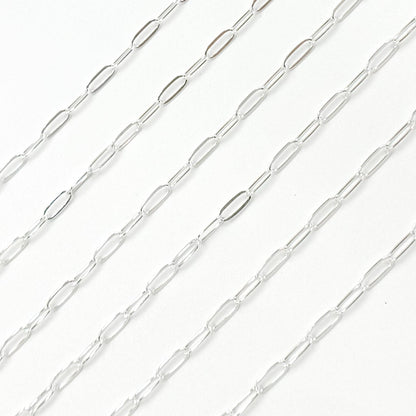 Permanent  Jewelry Sterling Silver Flat Paperclip Chain: 7in. / 4.1mm-5mm / Paperclip