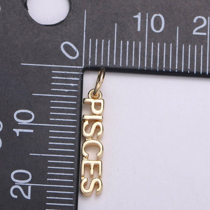 Gold Filled Zodiac Sign Script Words Mini Charm in Gold & Silver | A-A1815-A-A1820 | A-A1839-A-A1844: Silver / Gemini