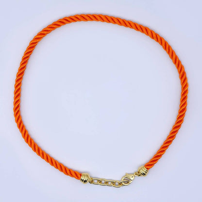 24K Gold Filled Red, Blue, Pink, Beige Twisted Braided Cord Chain Necklace | WA-2440 ~ WA-3830: Pink / 18.11 Inches