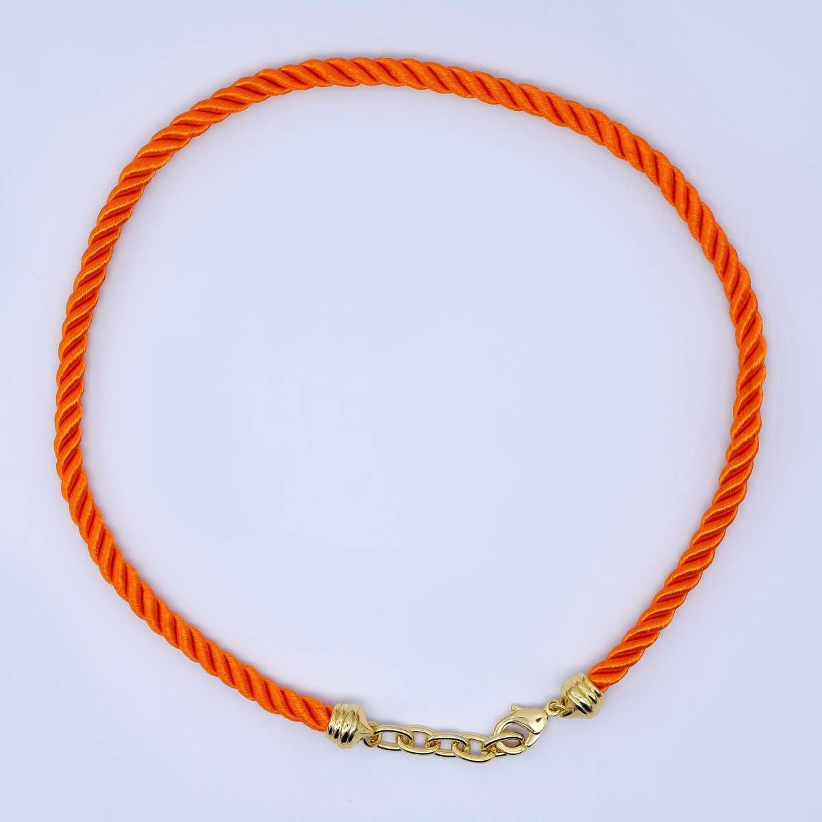 24K Gold Filled Red, Blue, Pink, Beige Twisted Braided Cord Chain Necklace | WA-2440 ~ WA-3830: Dark Blue / 16.3 Inches