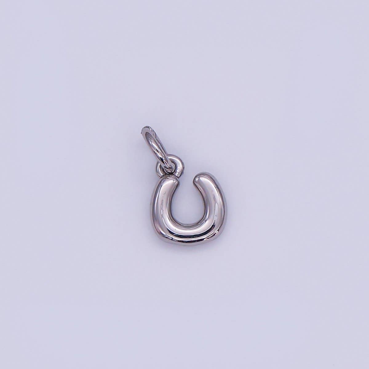 White Gold Filled 10mm Initial Letter Chubby Balloon Mini Charm | A029 - A041: Letters Set