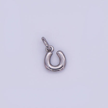 White Gold Filled 10mm Initial Letter Chubby Balloon Mini Charm | A029 - A041: Letters Set