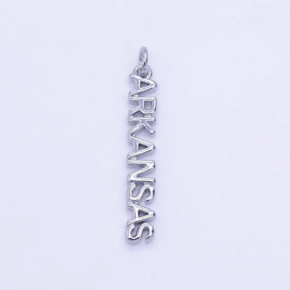 16K Gold Filled USA City States Script Tag Charm in Gold & Silver | D814 - D823: Gold / California