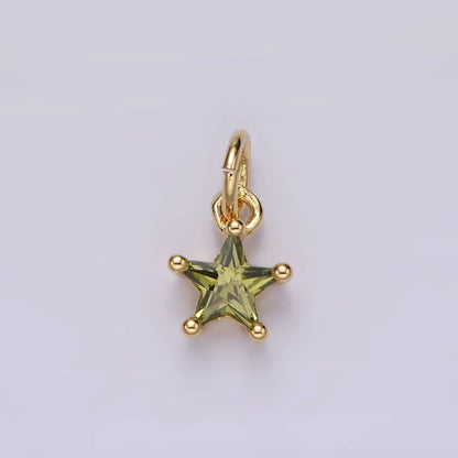 14K Gold Filled Celestial Star CZ Birthstone Personalized Add-On Charm | AG549 - AG560: Dark Blue