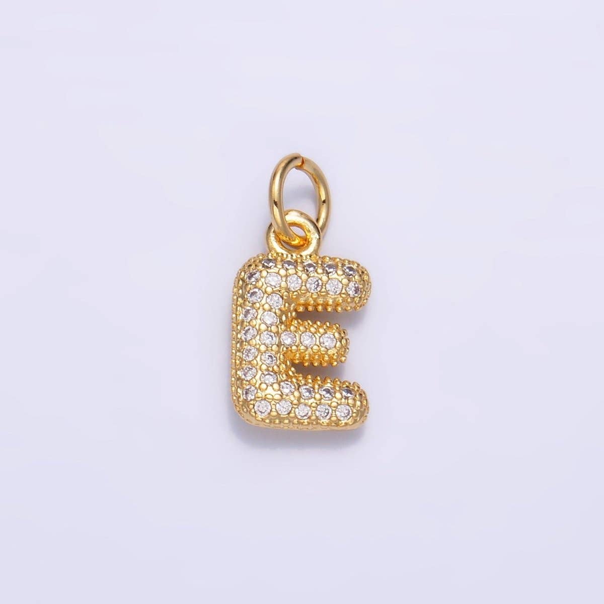 24K Gold Filled Micro Paved CZ Chubby Balloon Initial Letter Pendant | A015 - A027: Set