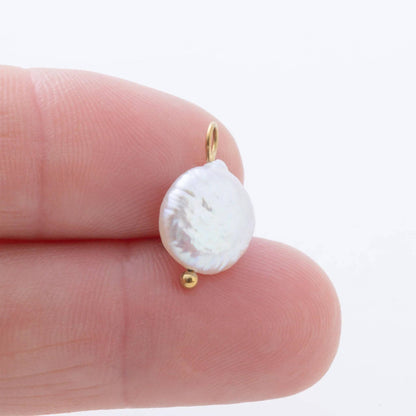 18K Gold PVD Stainless Steel Baroque Pearl Charm: Stainless