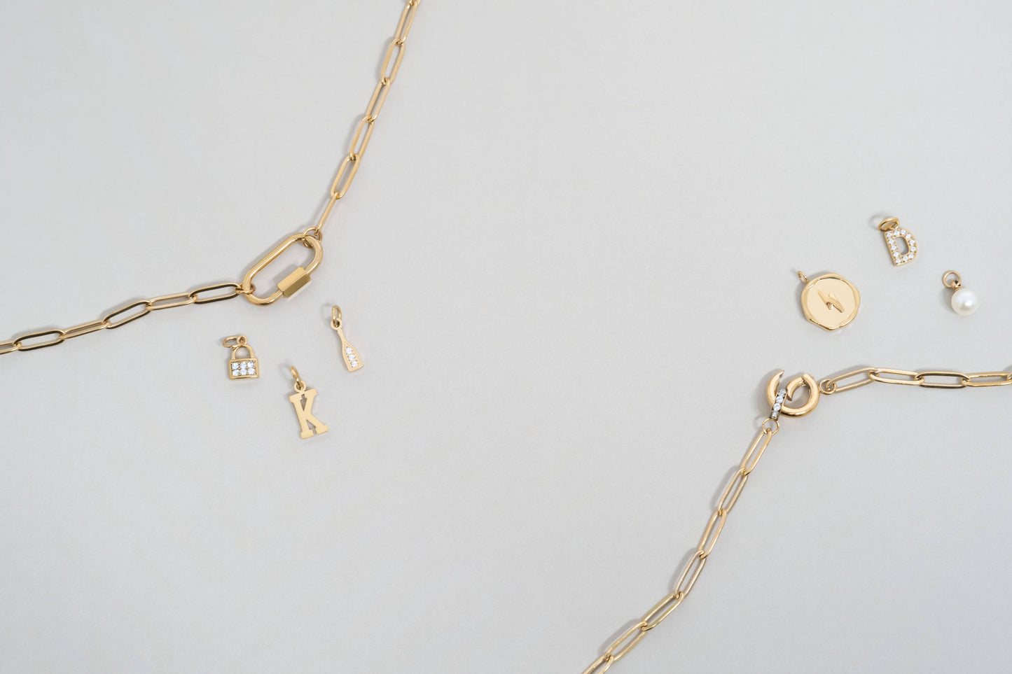 18K Gold PVD Paperclip Carabiner Necklace: Stainless / 18+2"