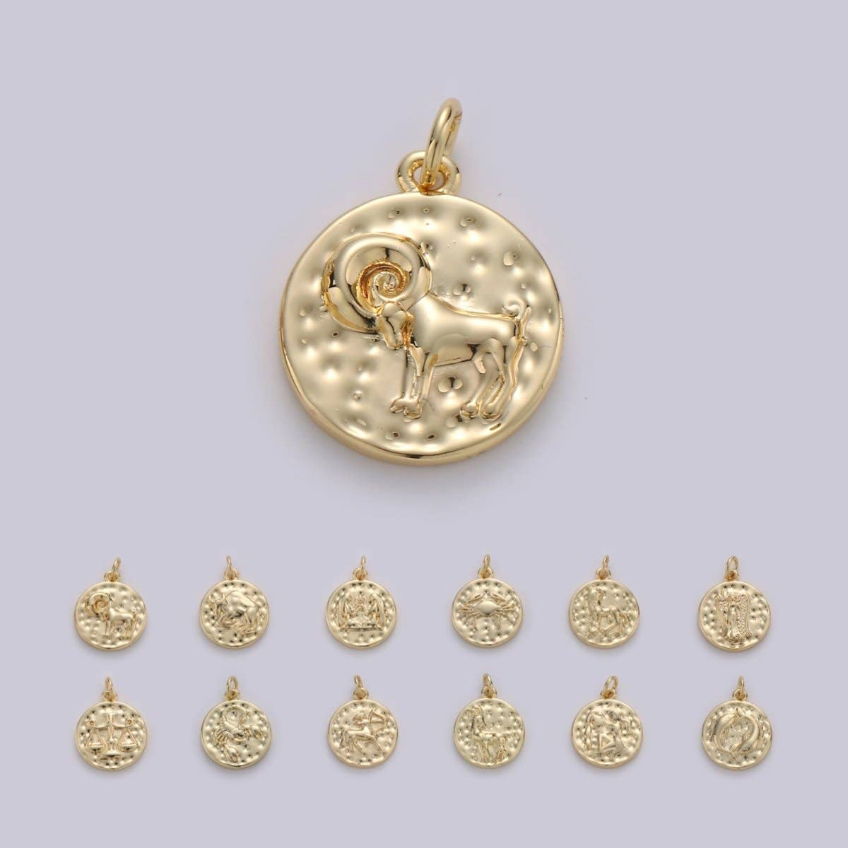 14K Gold Filled Zodiac Constellation Charms, Zodiac Symbol, Horoscope Charm, Gold Astrological Zodiac Signs, Double Sided Charm Pendant | A-A1707-A-A1712: Leo