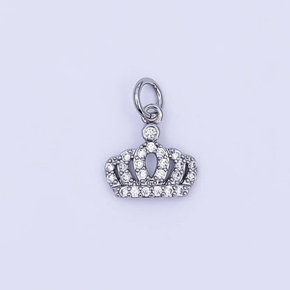 24K Gold Filled Micro Paved CZ Royal Crown Charm in Gold & Silver | AJ299: SILVER