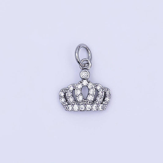 24K Gold Filled Micro Paved CZ Royal Crown Charm in Gold & Silver | AJ299: SILVER