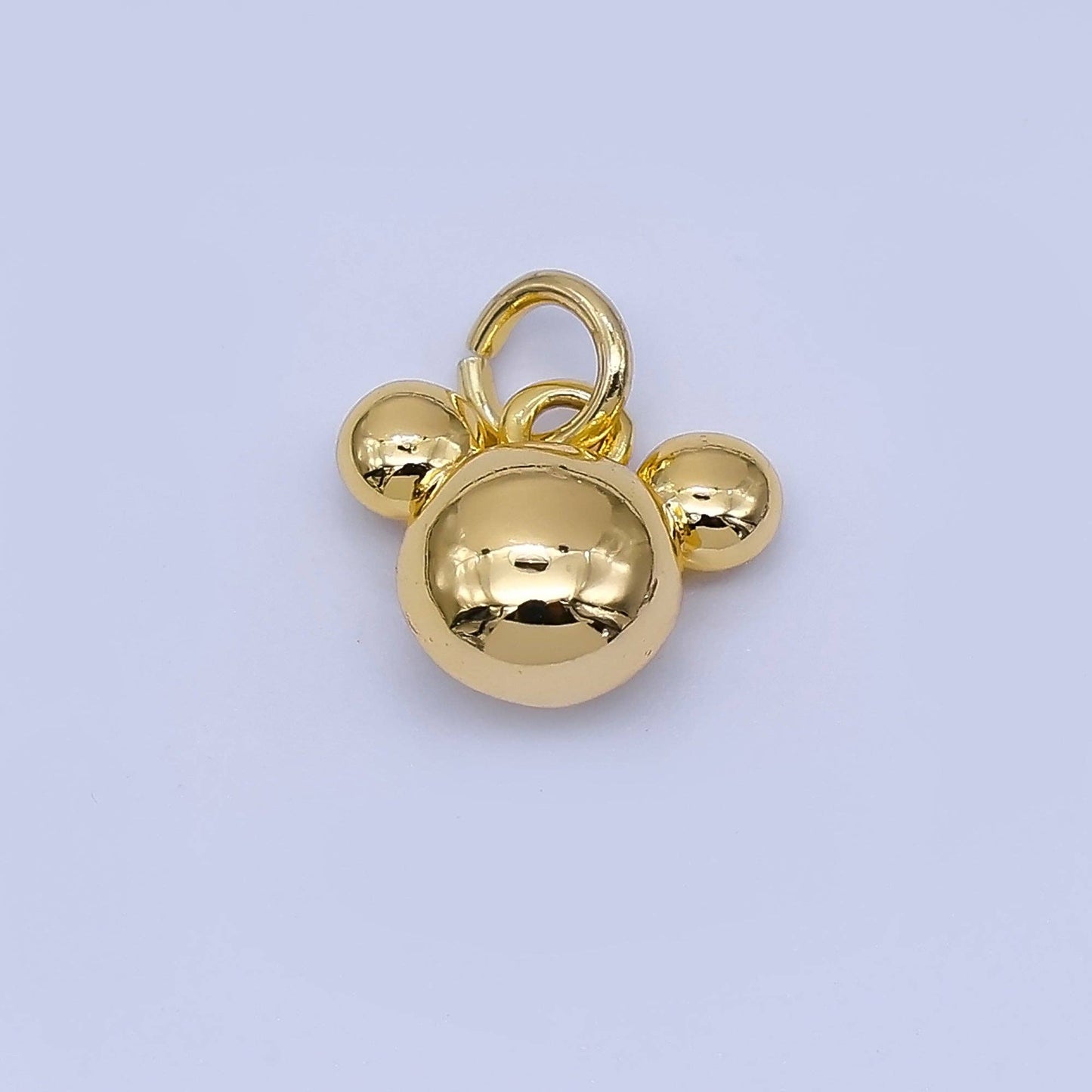 24K Gold Filled 7mm Chubby Mouse Ears Animal Charm in Gold & Silver | AF1583: SILVER