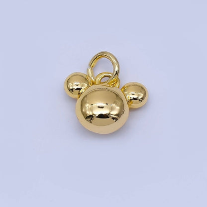 24K Gold Filled 7mm Chubby Mouse Ears Animal Charm in Gold & Silver | AF1583: SILVER