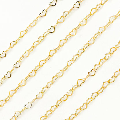 A35F/SPGF. 14K Gold Filled Flat Heart Link Chain: 1 Ft. / 3.1mm-4mm / Heart
