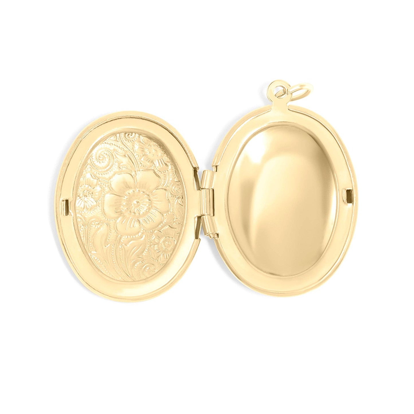 18K Gold PVD Stainless Steel Textured Oval Locket Pendant: Gold