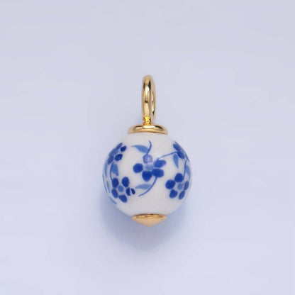 24K Gold Filled Nature Floral Mushroom Pet Sea Sell Ceramic Drop Charm: 21 Pink House