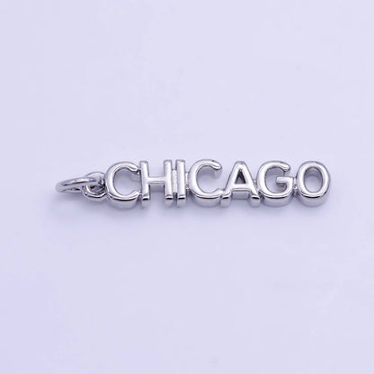 16K Gold Filled USA City States Script Tag Charm in Gold & Silver | D814 - D823: Gold / California
