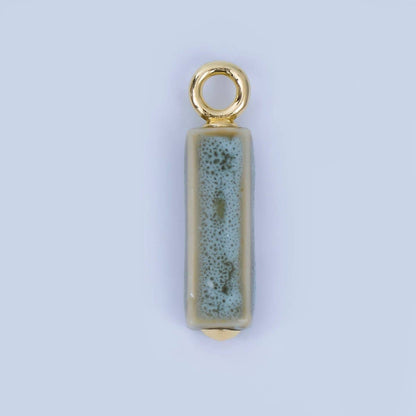18K Gold Filled Blue, Teal, Brown, Pink Watercolor Bar Ceramic Drop Pendant | AJ-451: # 9