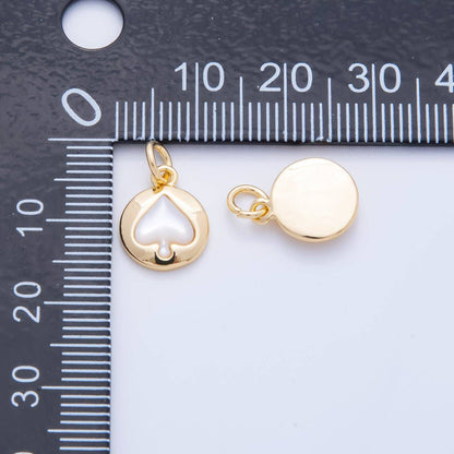 18K Gold Filled 19mm Shell Pearl Spade Poker Pendant | AH-915
