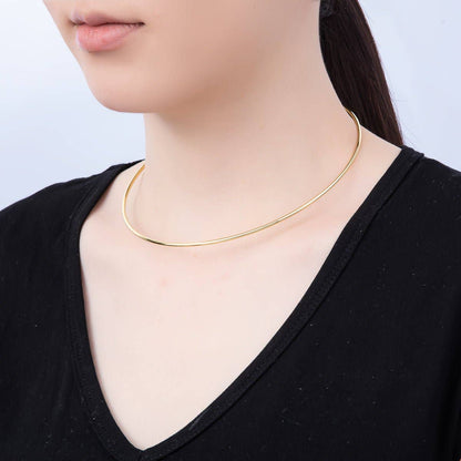 16K Gold Filled 2mm Minimalist Floating Collar Torque Necklace in Gold & Silver | WA-04442 WA-04443: GOLD