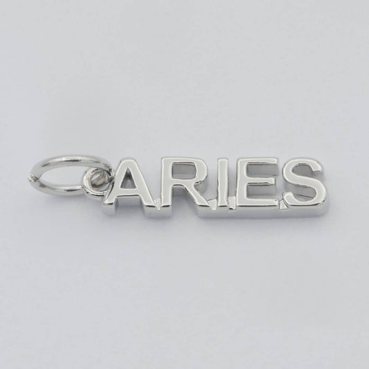 Gold Filled Zodiac Sign Script Words Mini Charm in Gold & Silver | A-A1815-A-A1820 | A-A1839-A-A1844: Silver / Aries