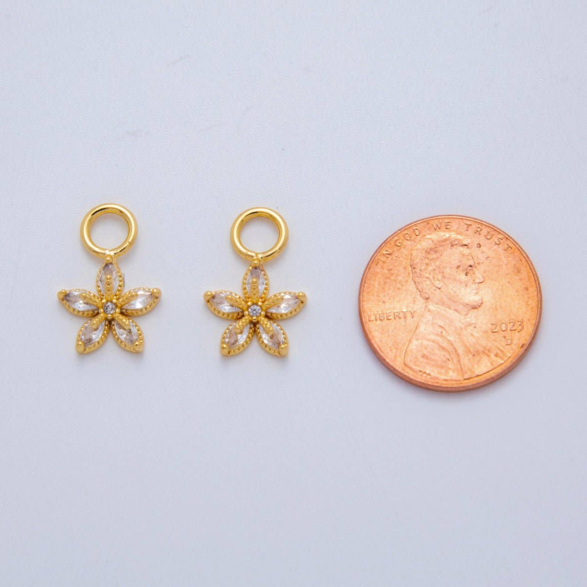 18K Gold Filled Marquise CZ Flower Add-On Drop Earring Charm | AF768