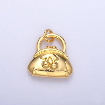 24K Gold Filled Cherry Fruit Purse Bag 3D Multidimensional Charm in Gold & Silver | N001: SILVER