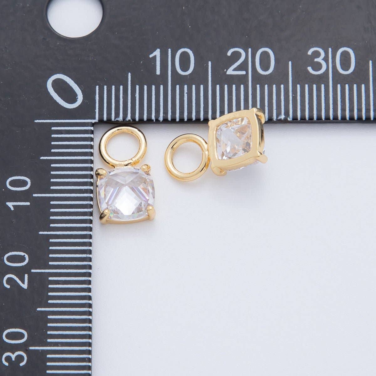 18K Gold Filled Multifaceted Round CZ Add-On Drop Earring Charm | AF740