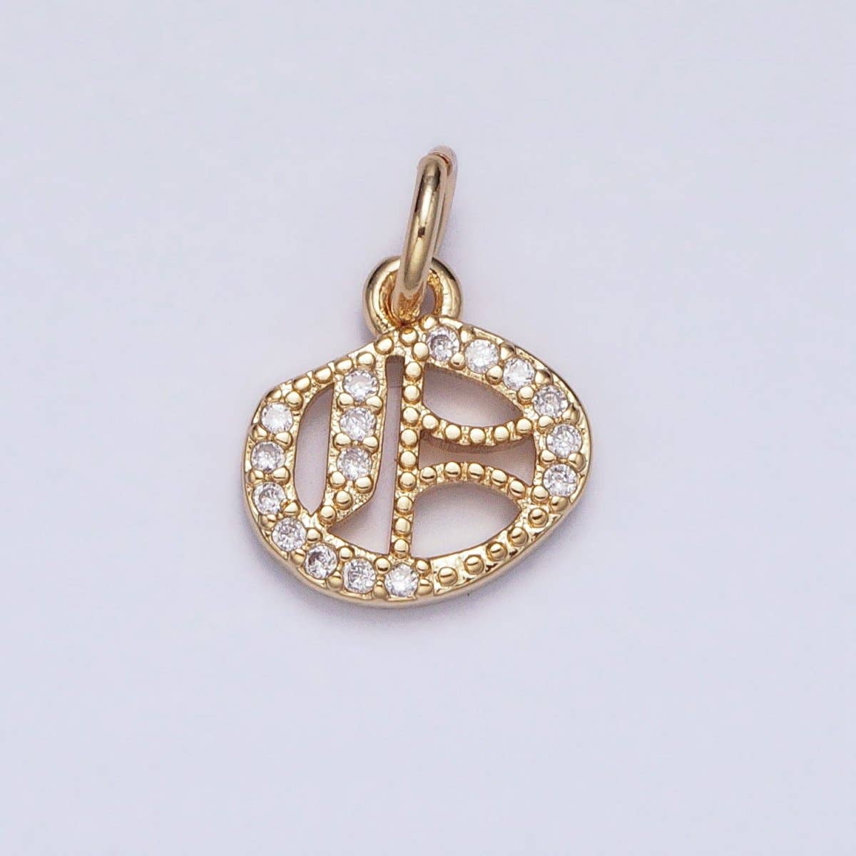 16K Gold Filled Initial Letter Old English Font Personalized Micro Paved Add-On Charm | A-572-A-584: ALL INITIAL