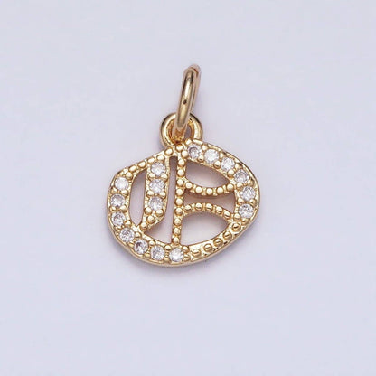 16K Gold Filled Initial Letter Old English Font Personalized Micro Paved Add-On Charm | A-572-A-584: ALL INITIAL