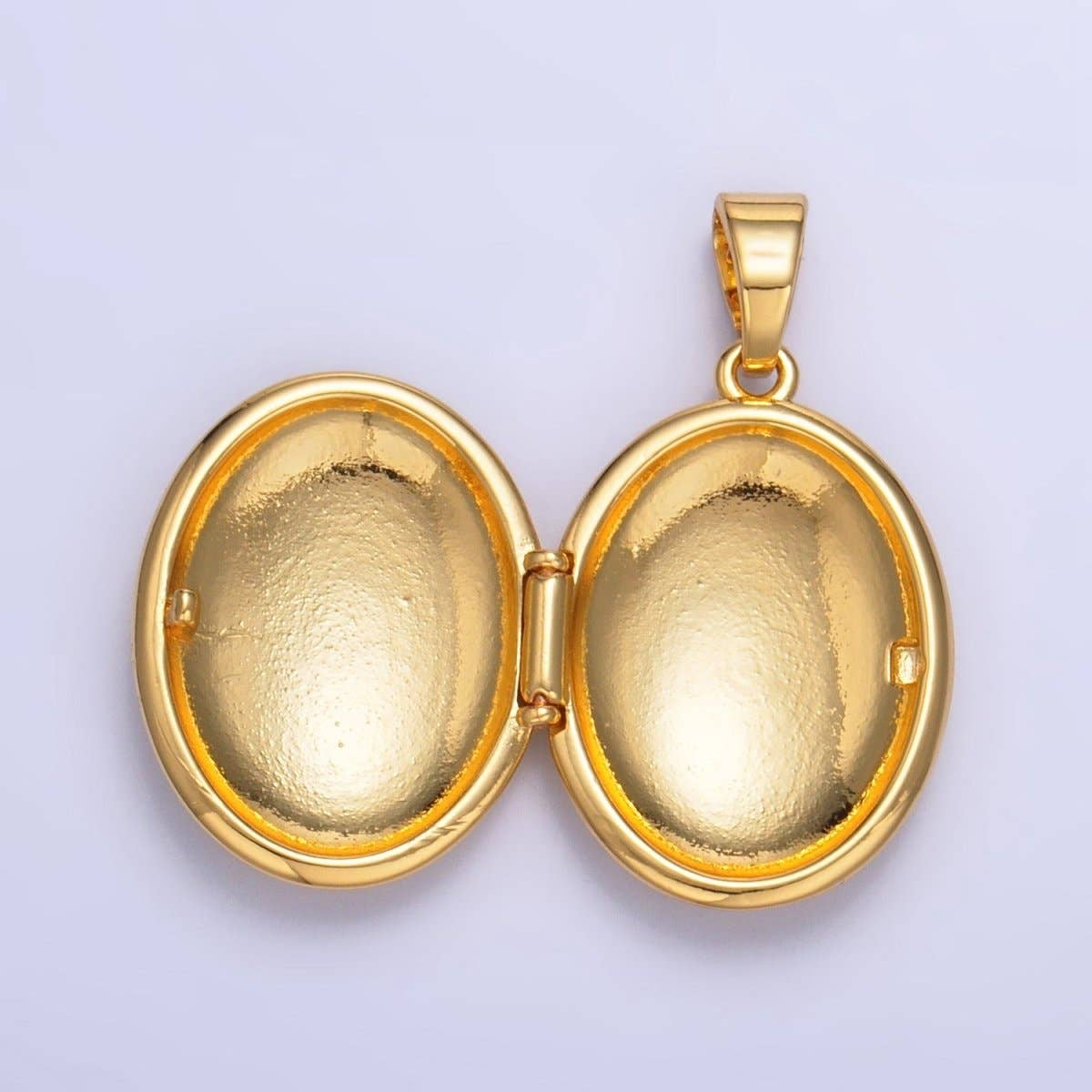 24K Gold Filled Dual Flower Engraved Oval Locket Pendant in Gold & Silver | AA1007: Silver