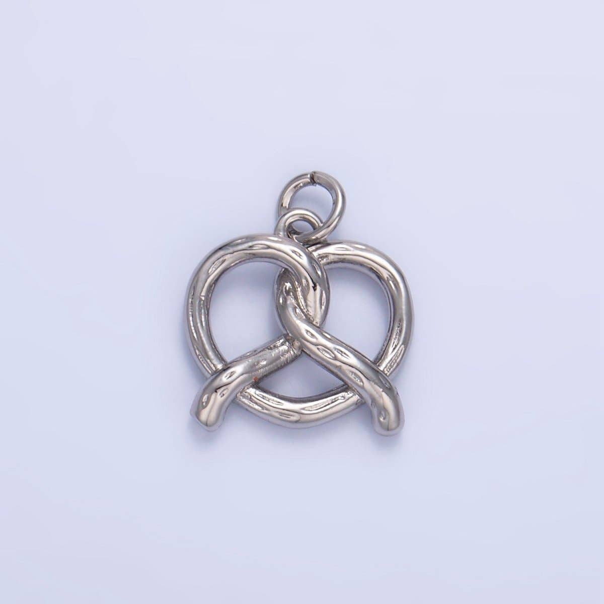 24K Gold Filled 12.5mm Mini Pretzel Pastry 3D Minimalist Charm in Gold & Silver | W105: Silver