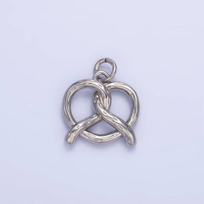 24K Gold Filled 12.5mm Mini Pretzel Pastry 3D Minimalist Charm in Gold & Silver | W105: Silver