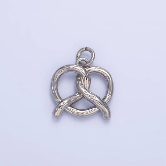 24K Gold Filled 12.5mm Mini Pretzel Pastry 3D Minimalist Charm in Gold & Silver | W105: Silver