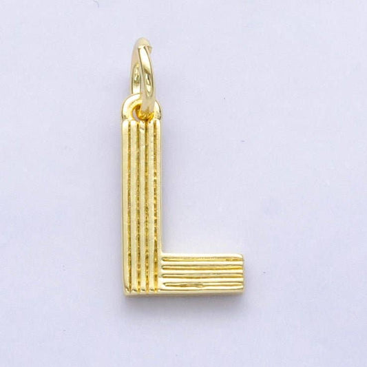 24K Gold Filled Groovy Disco Initial Letter Charm | A185 - A197: Letter L