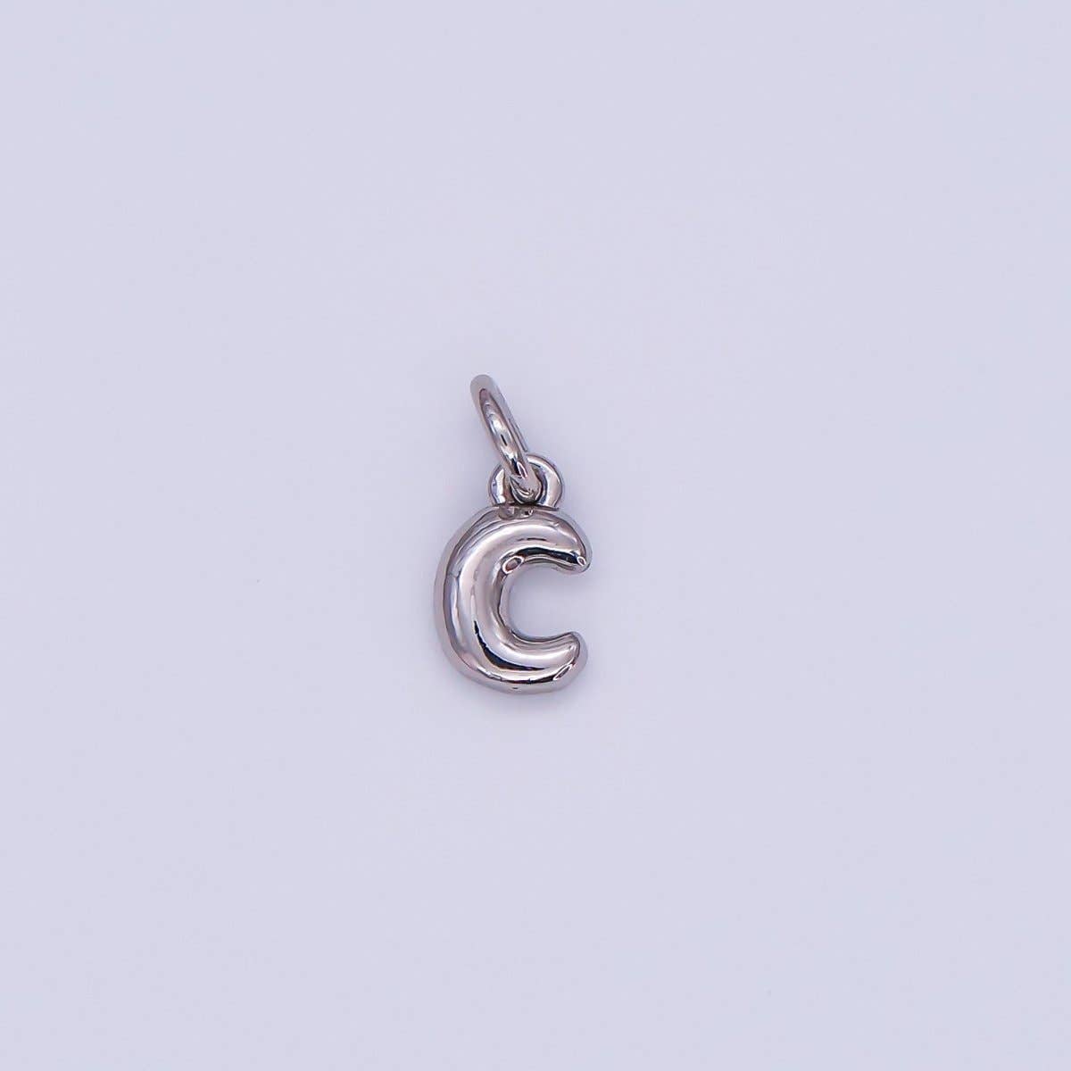 White Gold Filled 10mm Initial Letter Chubby Balloon Mini Charm | A029 - A041: Letters Set