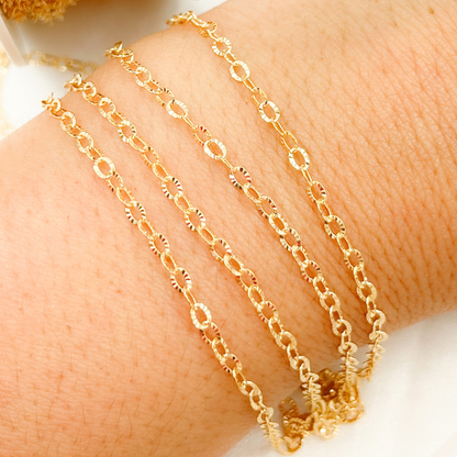 Permanent  Jewelry  14k Gold Filled Diamond Cut Oval Link: 7in. / 2.1mm-3mm / Cable