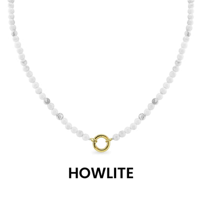 Semi Precious Natural Stone Charm Keeper Necklace: Amazonite