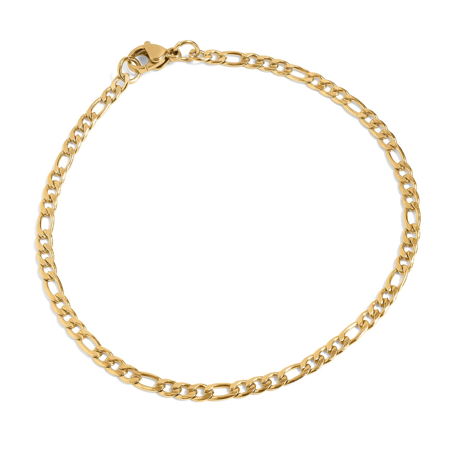 18K Gold Figaro Chain Bracelet / Anklet: 10" / 4mm