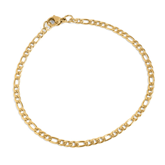 18K Gold Figaro Chain Bracelet / Anklet: 10" / 4mm
