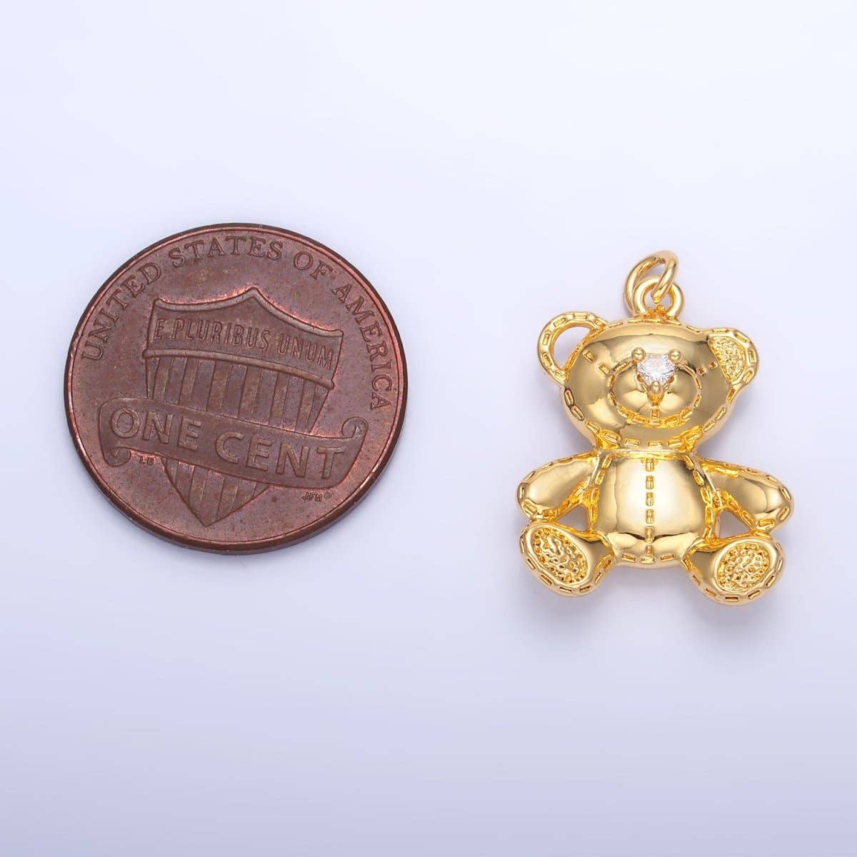 24K Gold Filled Teddy Bear Toy Animal Charm in Gold & Silver | W364: Silver