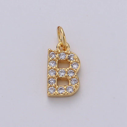 14k Gold Filled Tiny CZ Initial, Letter Alphabet Micro Pave charms Dainty Gold Cubic Pendant Charm for Necklace Bracelet Earring Add on A-099 to A-111: By Set