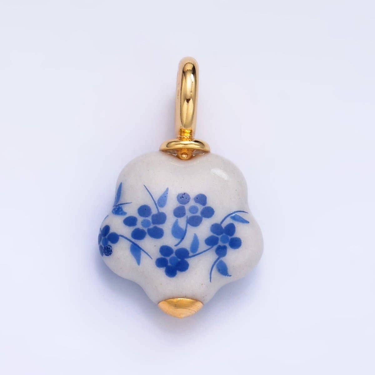 24K Gold Filled Nature Floral Mushroom Pet Sea Sell Ceramic Drop Charm: 21 Pink House
