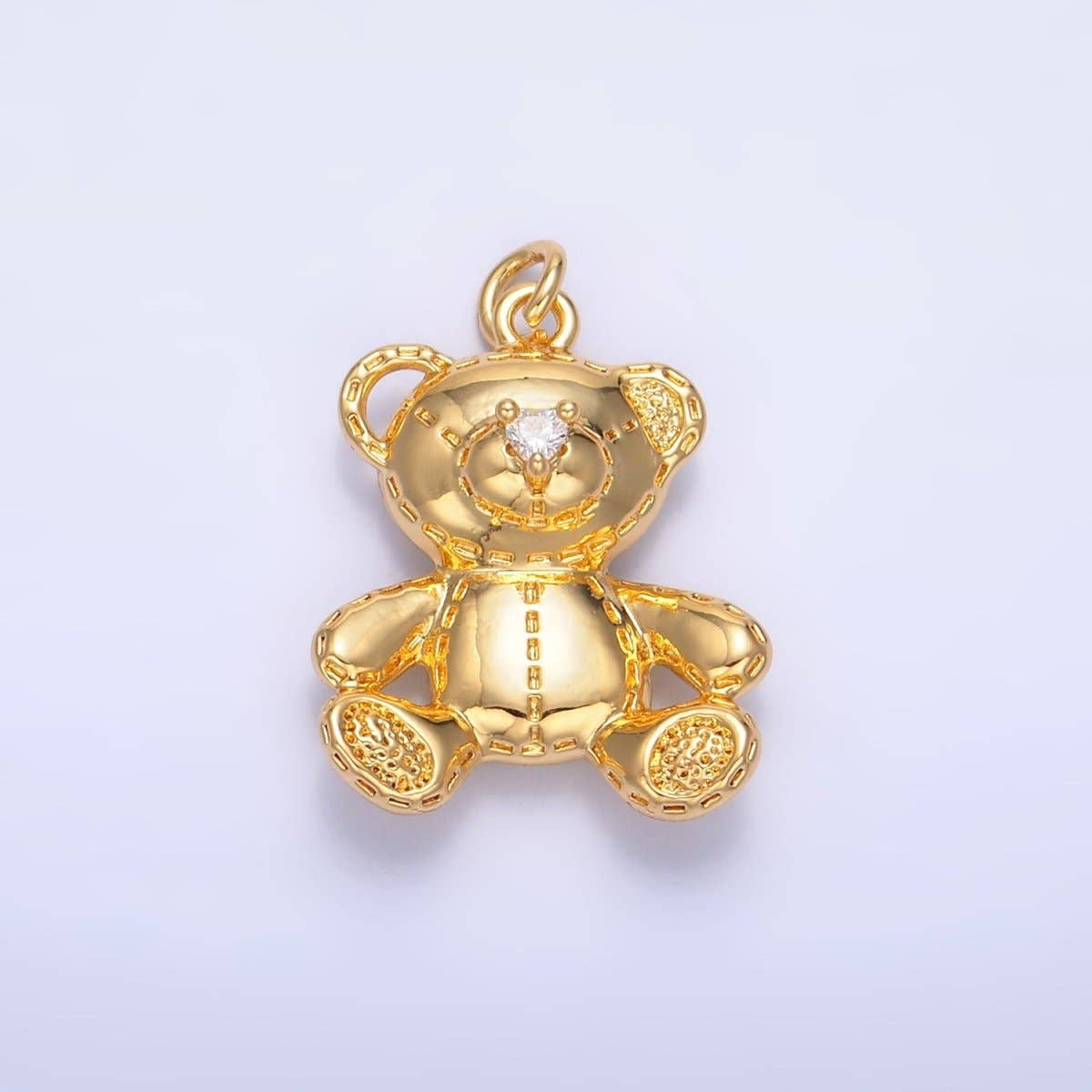 24K Gold Filled Teddy Bear Toy Animal Charm in Gold & Silver | W364: Silver