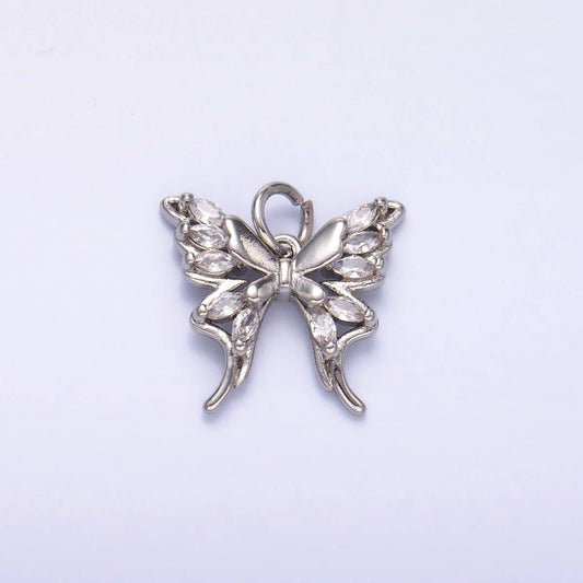 24K Gold Filled Marquise CZ Butterfly Charm in Gold & Silver | C020: Silver