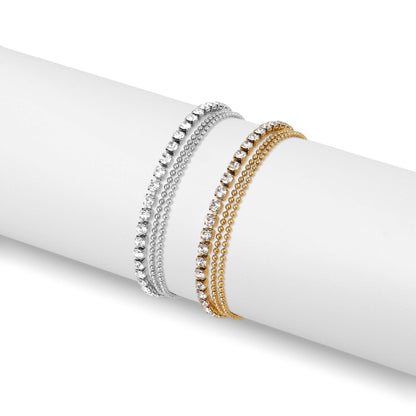 18K Gold PVD Elegant Layered 3 Row Chain Anklet: Gold